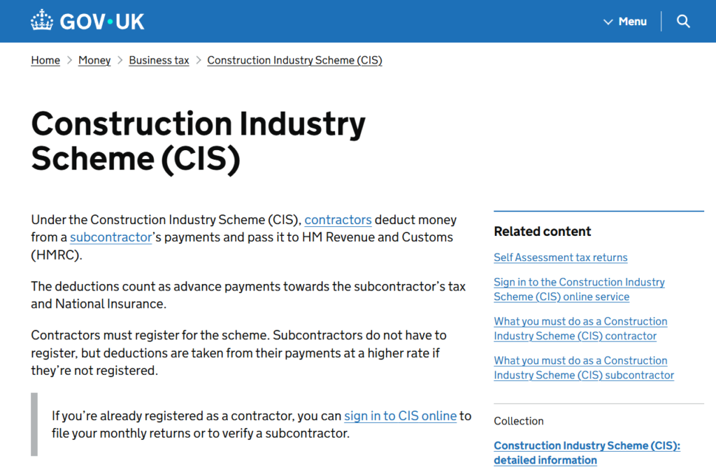 CIS accounting and monthly CIS return support for UK contractors and subcontractors