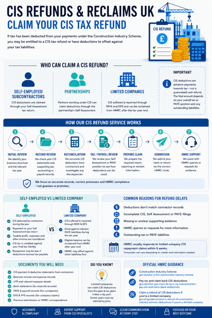 CIS refunds and reclaims UK process for subcontractors and limited companies