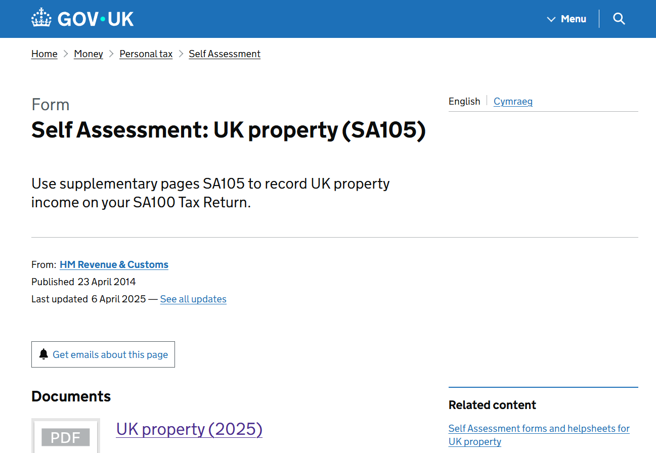 Sa108 Form.pdf SA105 Form: UK Property Income Guide