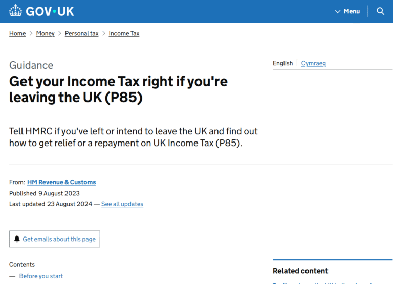 P85 HMRC Form Support | Claim PAYE Tax Refund When Leaving the UK