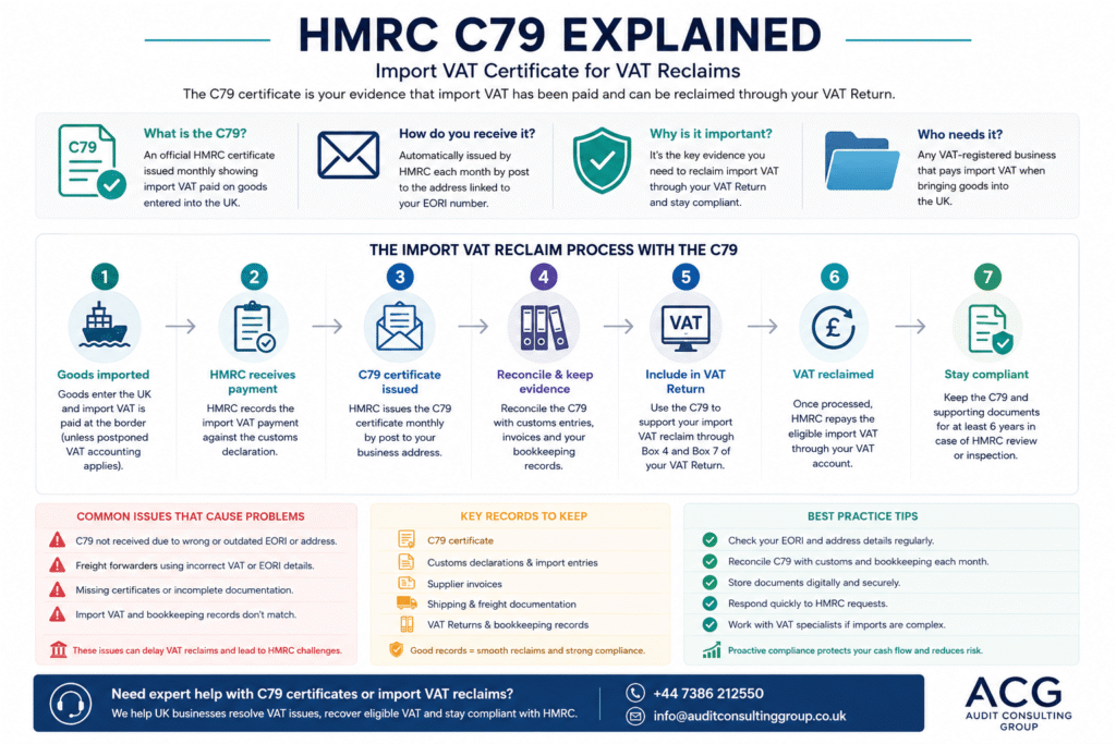 HMRC C79 import VAT reclaim process and VAT compliance workflow for UK businesses
