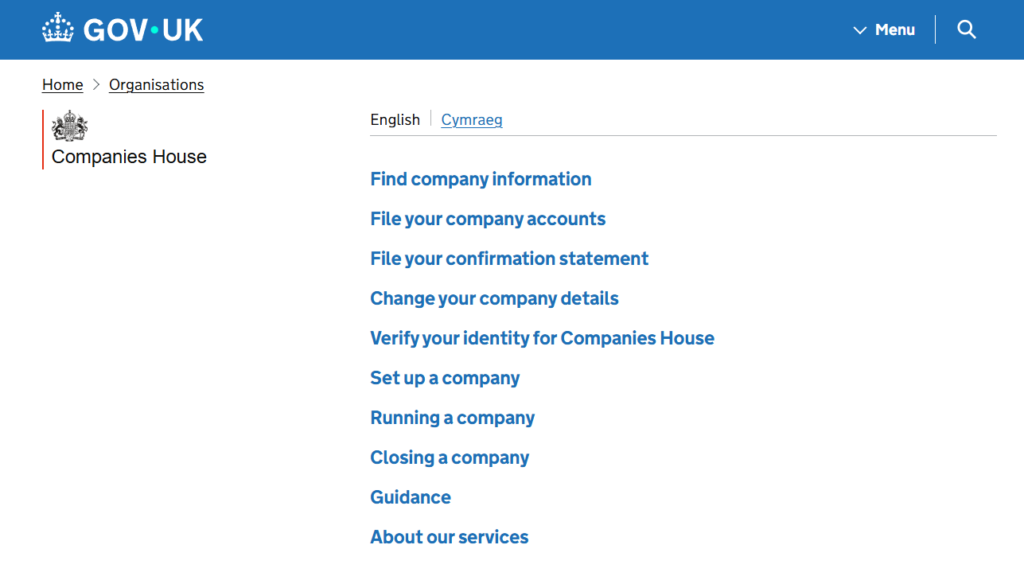 Companies House identity verification application