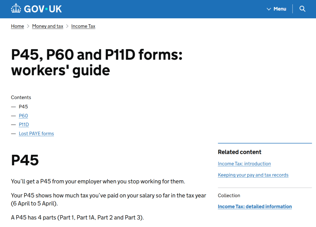 Employee reviewing annual HMRC P60 tax summary