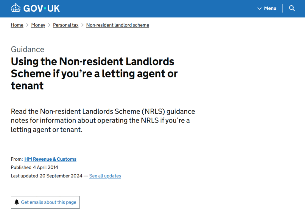 Overseas landlord completing HMRC NRL1 non-resident landlord form