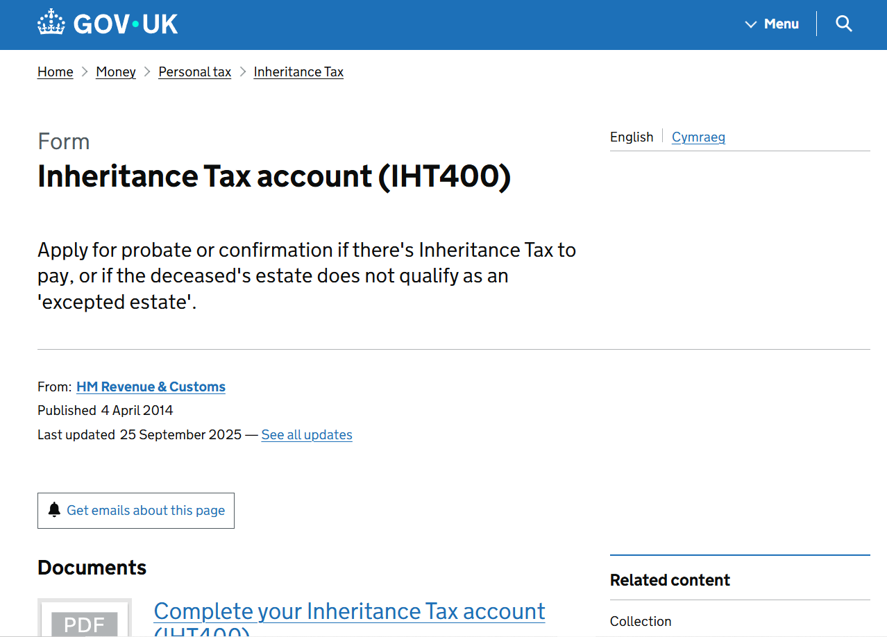 Iht400 Notes Form IHT – Full UK Guide to Inheritance Tax, Thresholds, Allowances & HMRC Forms