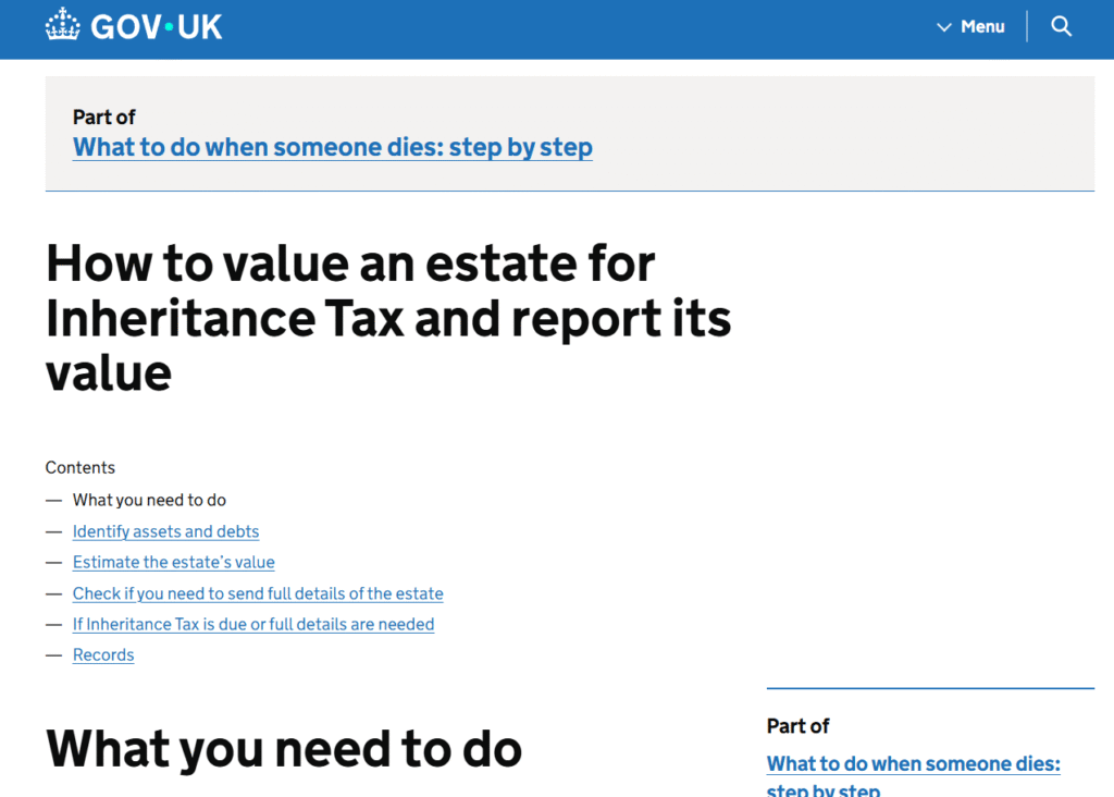 Executor reviewing HMRC IHT forms for estate administration
