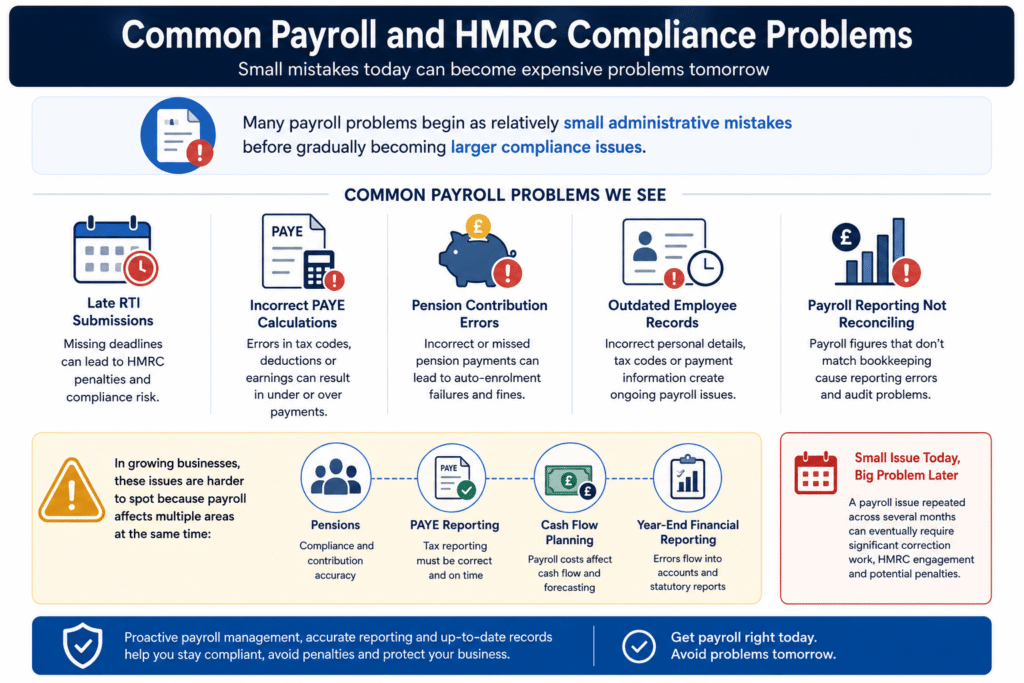 Payroll compliance and HMRC payroll problems infographic UK