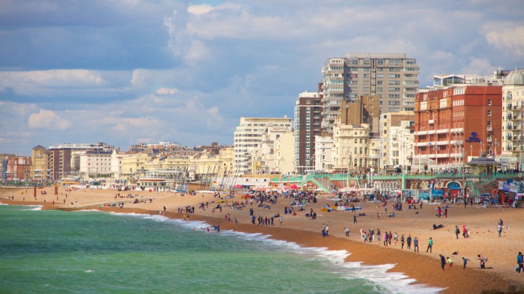 Brighton Beach coastline and seafront in Brighton