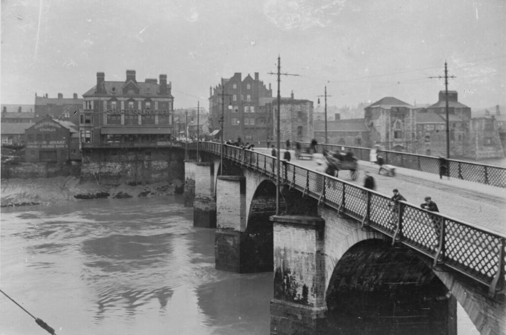Historic bridge over the River Usk in Newport