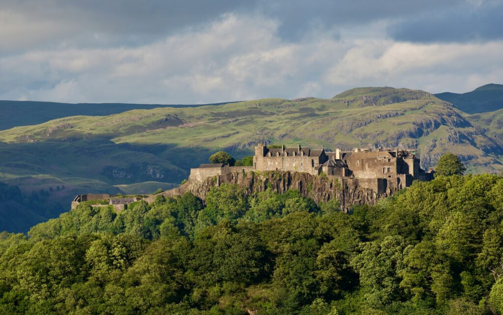 Stirling Castle overlooking the surrounding Scottish landscape