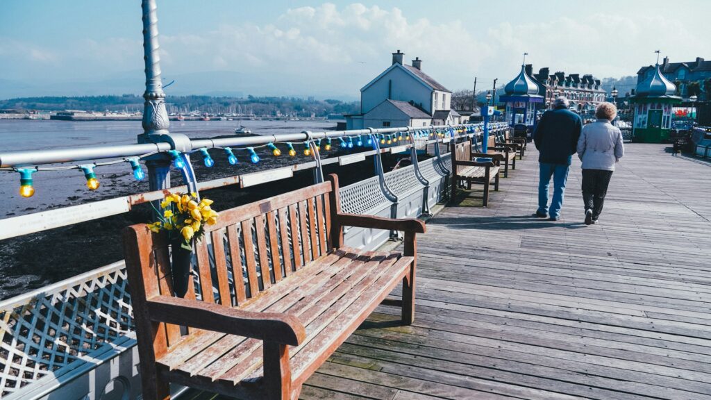 Bangor Pier and waterfront views in North Wales