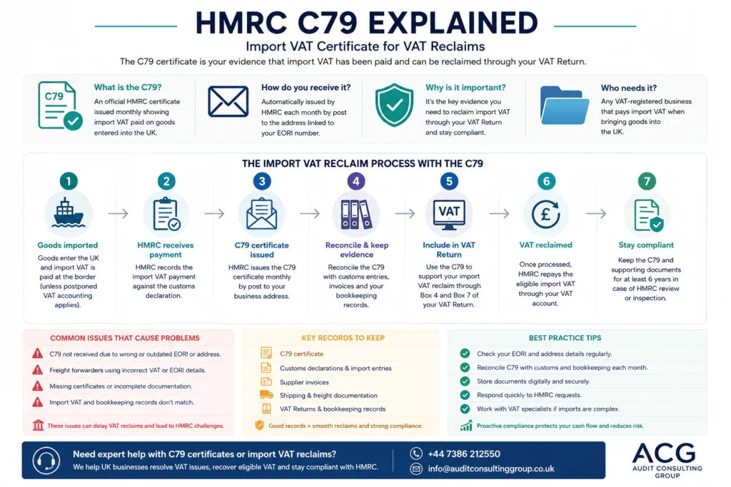 HMRC C79 import VAT reclaim process and VAT compliance workflow for UK businesses