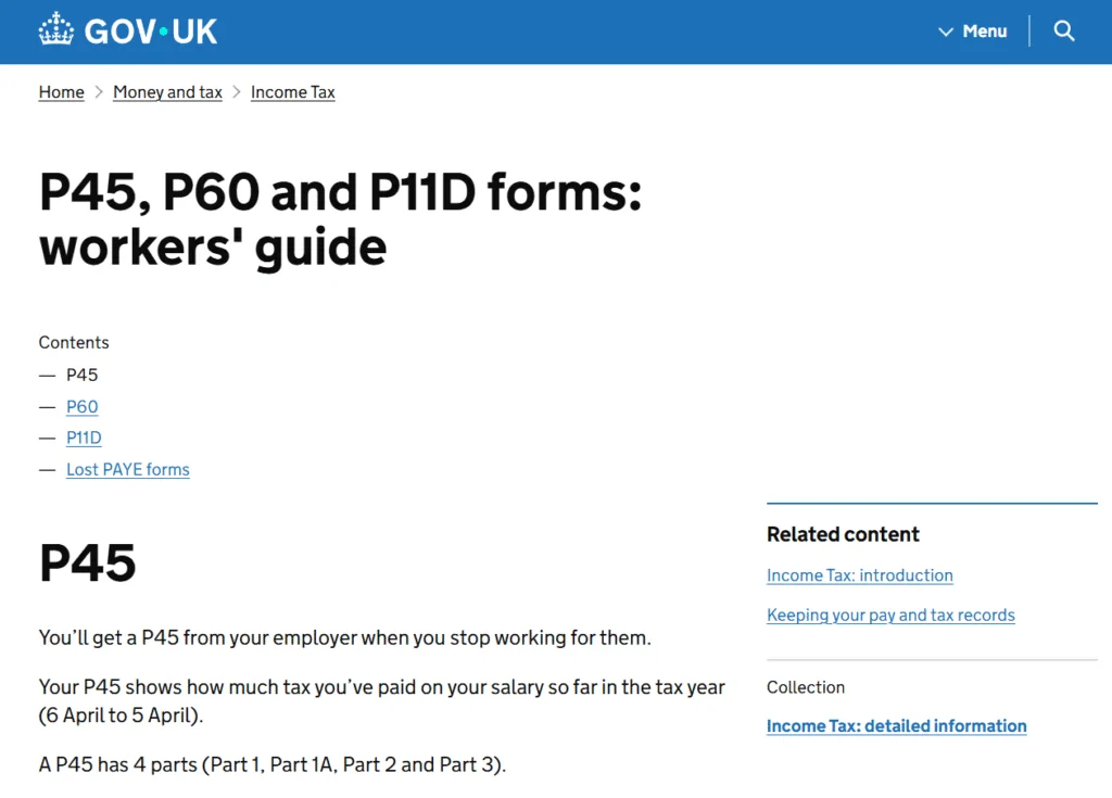 Employee reviewing annual HMRC P60 tax summary