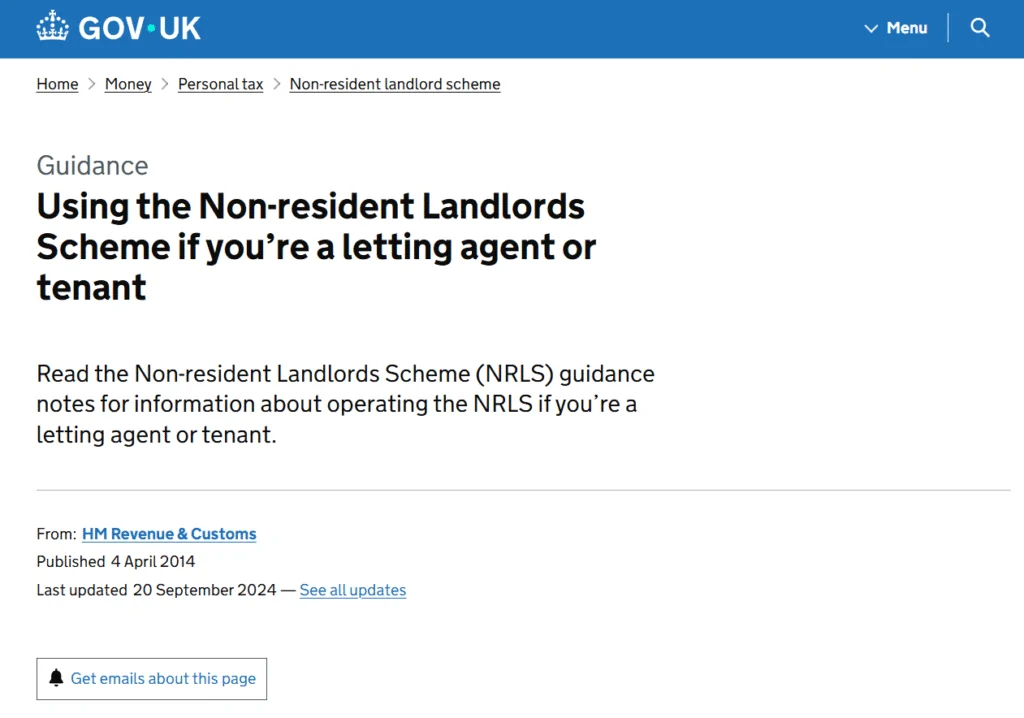 Overseas landlord completing HMRC NRL1 non-resident landlord form