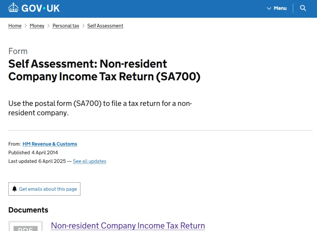Tax consultant reviewing UK SA700 form for overseas client